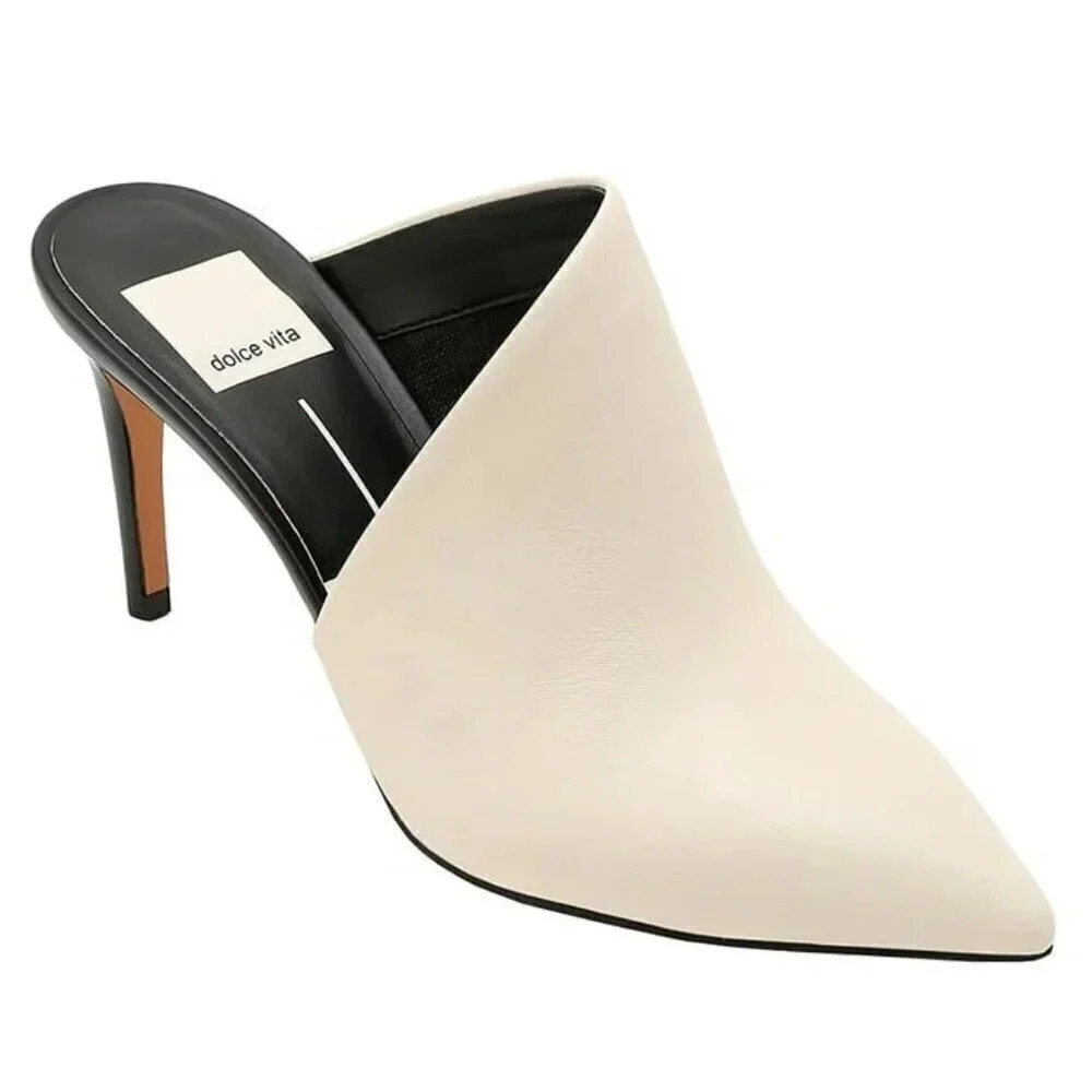 Dolce Vita Women's Camala White Leather High-Heel Mules Size 9 (MSRP $150) - Picture 1 of 10